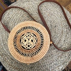 Boho round straw purse
